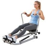 HOMCOM Máquina de Remo Hidráulico Dobrável com 4 Níveis de Resistência Ecrã Digital e Pedal Antiderrapante para Fitness em Casa Aço 129x70x70cm Preto e Prata
