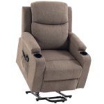 HOMCOM Riser Recliner Chair with Massage and Heat, Linen Electric Lift Armchair for Elderly with Spring Cushion, Brown