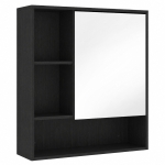HOMCOM Bathroom Mirror Cabinet, Wall-Mounted Bathroom Cabinet with Mirror Door, Adjustable Shelves, Black