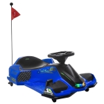 HOMCOM 12V Kids Electric Go Kart, Ride on Drift Car with 2 Speeds, Soft Start, Music, Colourful LED Lights for Ages 8-12, Blue