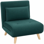 HOMCOM 3-in-1 slaapfauteuil, uitklapbare fauteuil met bedfunctie, verstelbare click-clack-rugleuning, poten van rubberhout, donkergroen