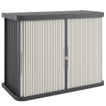 Outsunny Coffre de Rangement Extérieur 480 L, 2 Niveaux avec Portes Coulissantes Résistant aux UV, 120,5x59,5x92cm, Gris