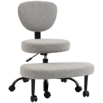 HOMCOM Scaun de Birou Ergonomic pentru Stat cu Picioarele Încrucișate, Rotire 360° cu Roți, Gri Deschis