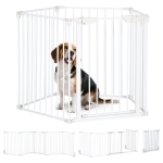 PawHut 5 Panels Pet Playpen Metal Fence w/ Walk Through Door - White