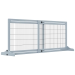 PawHut Freestanding Dog Gate, Foldable Pet Fence, Indoor Wood Barrier, Stair Gate with Support Feet, for Doorway, Hallway, Small and Medium Dogs, 69H x 104-180 cm, Blue-grey