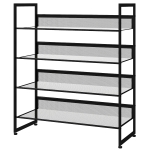 HOMCOM Schuhregal Schuhablage Schuhständer, 4 Regale, 72 cm x 30 cm x 82,7 cm, Schwarz
