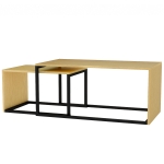 HOMCOM 2er-Set Couchtisch, Sofatisch, Beistelltisch, MDF, Metall, 90 x 48 x 42 cm/59 x 42 x 36 cm, Naturholz + Schwarz