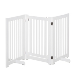 PawHut Barrière de sécurité chien barrière modulable pliable avec porte verrouillable intégrée 155 x 35,5 x 76 cm MDF blanc