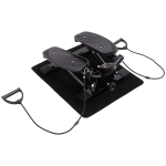 HOMCOM Portable Mini Stepper, Exercise Fitness Machine for Legs Arms Thigh Toner Toning Machine, Stair Steps Workout Training Fitness, w/ Resistance Bands and Floor Mat, Black