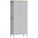 HOMCOM Tall Pantry Cupboard with Motion Sensor LED Light - Grey