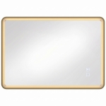 HOMCOM Bathroom Mirror with LED Lights, 100x70cm Rectangle Bathroom Mirror, Dimmable, Bluetooth, Anti-Fog, Gold Tone