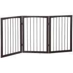PawHut Cancellino Portatile da 3 Sezioni per Cani e Animali Domestici Divisorio di Sicurezza Pieghevole, 160x1.2x76 cm, Marrone