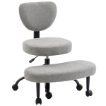 HOMCOM Scaun de birou ergonomic pentru picioare încrucișate rotativ 360° roți PU înălțime reglabilă pentru TDAH meditație gri