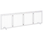 PawHut Cancellino per Cani taglia Piccola Pieghevole con Piedini Rimovibili, Cancelletto di Sicurezza in Legno di Pino, 204x30x61 cm, Bianco
