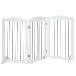 PawHut Barrera de Seguridad para Perros para Escaleras y Puertas Diseño Plegable y Pies de Apoyo 154x30x80 cm Blanco