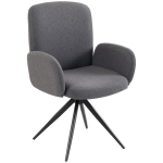 HOMCOM Swivel Accent Chair, Upholstered Linen-Look Armchair with Curved Backrest, Wrapped Armrests for Living Room, Grey