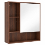 HOMCOM Bathroom Mirror Cabinet, Wall-Mounted Bathroom Cabinet with Mirror Door, Adjustable Shelves, Walnut Brown