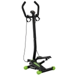 HOMCOM stepper met handgrepen trainingsriemen sidestepper hometrainer LCD-display staal