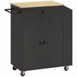HOMCOM Rolling Kitchen Island with 3-Tier Spice Rack, Kitchen Storage Cart with Drawer and Towel Rack, Black