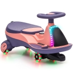 AIYAPLAY 12V Electric Wiggle Car, 2-In-1 Kids Ride On Toy with 2 Speeds, Soft Start, PU Wheels, RGB Lights, Up to 60 kg, Pink