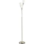 HOMCOM Modern Standing Lamp, 3-Light Upright Floor Lamps for Living Room, Silver Tone