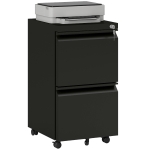 Vinsetto 2-Drawer Mobile Filing Cabinet, Metal Lockable File Cabinet for Letter, A4 and Legal Size, Pre-Assembled Body, Black