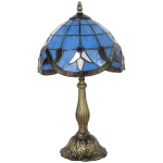 HOMCOM Tiffany Stained Glass Table Lamp, Handmade Antique Bedside Lamp for Bedroom, Living Room, Nightstand, Purple