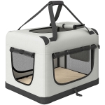 PawHut Transportadora Dobrável para Cão Pequeno e Gato para Carro, Cinzento Claro