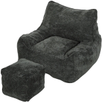 HOMCOM Vloerstoel met poef, frameloze cloud-fauteuil van chenille, met rugleuning en armleuningen