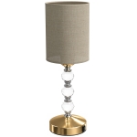 HOMCOM Bedside Lamp, Modern Crystal Decoration Table Lamp with PVC shade, USB A+C Charging Ports, Bulb Not Included, Gold Tone