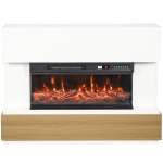 HOMCOM Elektrische haard met verwarming, 3-zijdig panoramavenster, 1800 W, tv-meubel voor 55 inch, wit
