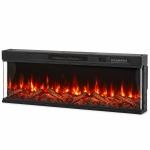 HOMCOM Elektrische haard met verwarming en 12 vlamkleuren, wandhaard met afstandsbediening, 127 cm