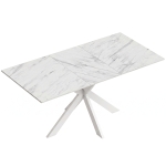 HOMCOM Extendable Dining Table Steel Cross Legs Steel Rails Space Saving White