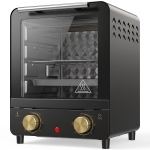 HOMCOM Mini Oven, 15 L Electric Oven and Grill w/ 60-230℃ Adjustable Temperature, 60 Minute Timer, Includes Baking Tray, Black