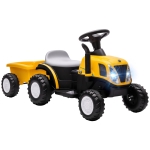 AIYAPLAY Trator Elétrico para Crianças com Reboque Desmontável 6V, Luzes, Música, Buzina e Pedal, 1-3 Anos, 2,5 km/h, Amarelo