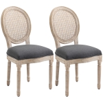HOMCOM Lot de 2 chaises de Salle à Manger - Chaise de Salon médaillon Style Louis XVI - Bois Massif sculpté, patiné