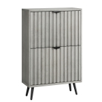 Streamlined Concealed Shoe Cabinet with 2 Flip Drawers, Secure Freestanding Storage Cabinet for Hallway Porch, 60L x 24W x 94H cm, Gray