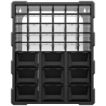 DURHAND Plastic 39 Drawer Parts Organiser Wall Mount Storage Cabinet Garage Small Nuts Bolts Tool Black