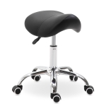 HOMCOM Taburete con Ruedas Taburete Giratoria con Altura Ajustable Taburete Cosmética Dentista Peluqueria 52x53x49-61 cm Negro