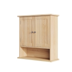 Wall-Mounted Vanity with Double Doors and Adjustable Shelf, Waterproof Wall Cabinet for Bathroom and Kitchen, 55L x 20W x 60H cm, Oak