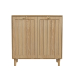 Slanted Laundry Cabinet with 2 Removable Inner Baskets, Freestanding Storage Unit for Bathroom and Laundry, 69.5L x 35W x 70.5H cm, Oak
