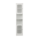 Tall Bathroom Cabinet with Louvered Doors and Adjustable Shelves, Slim Storage Unit for Bathroom and Hallway, 36L x 30W x 163H cm, White