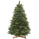 HOMCOM Kunstkerstboom 150 cm, edelspar, vol model met scharniertakken, 525 takpunten, inklapbare houten standaard, groen