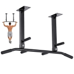 HOMCOM Barra de Dominadas en Techo Barra para Dominadas de Acero Barra de Tracción para Entrenamiento Casa 105,5x28x49 cm Negro