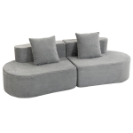 HOMCOM Divano 3 Posti Modulare con Seduta Profonda in Velluto a Coste, 245x86x82 cm, Grigio Chiaro