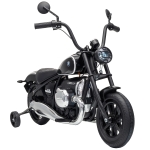 AIYAPLAY Moto Elettrica per Bambini 12V BMW R18, Batteria al Litio, 3-8 Anni, Rotelle Rimovibili, Faro, Musica, Nera