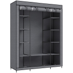 HOMCOM Armadio in Tessuto Salvaspazio con Barra Appendiabiti e 11 Ripiani, 135x45x175 cm, Grigio