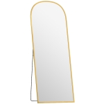 HOMCOM Oglindă Modernă de Podea și Perete din Aliaj de Aluminiu cu Suport Pliabil, 59 x 161,5 cm, Auriu