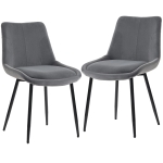 HOMCOM Set 2 Sedie da Pranzo in Velluto con Cuscino di Seduta, Grigio Scuro