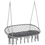 Outsunny Two-Seater Boho Macrame Hammock Swing - Grey